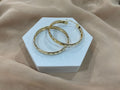 14k Gold 1.2in Diamond CT Hoop Earrings