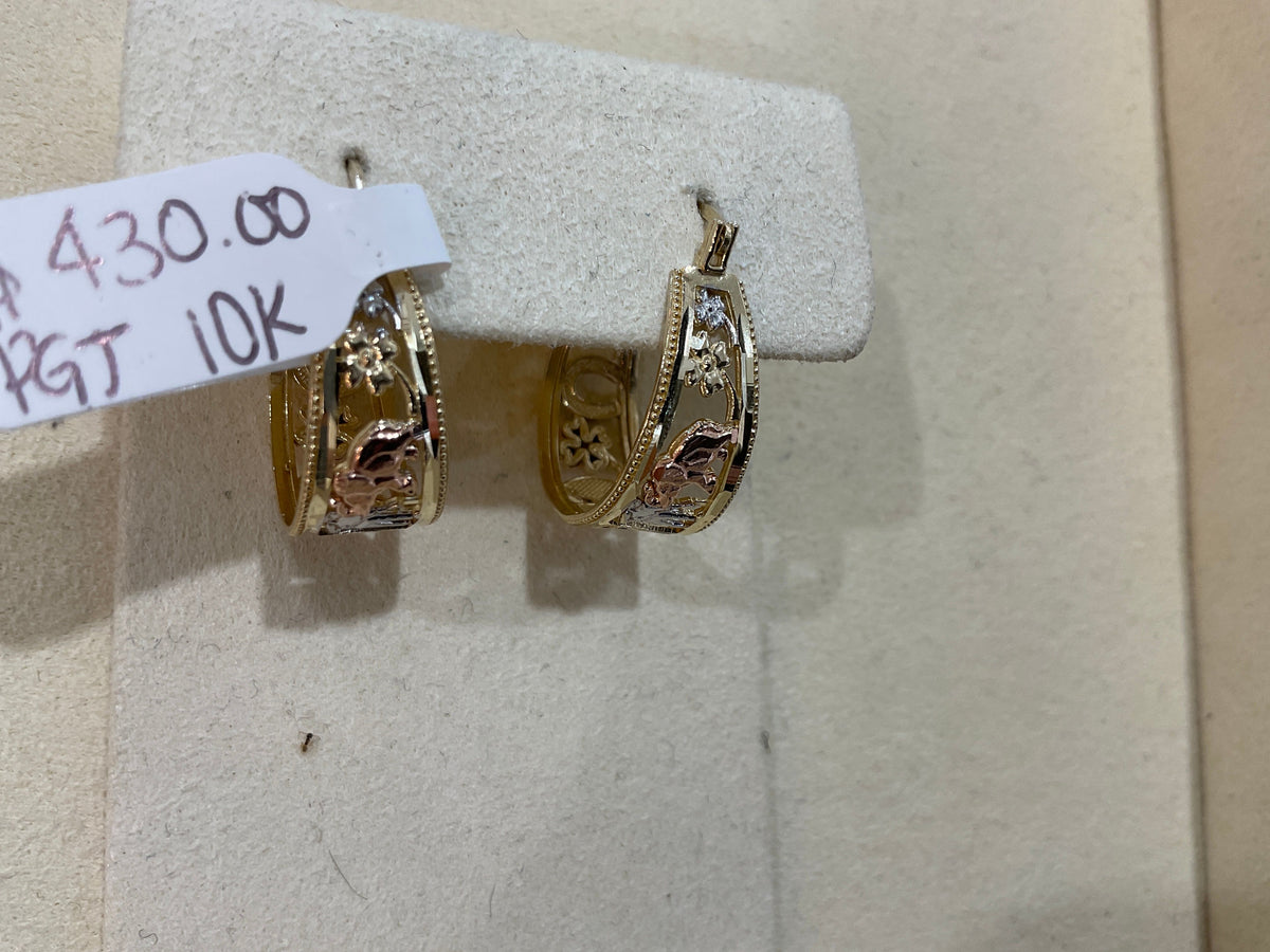 10K Gold Elephant Charm Hoops