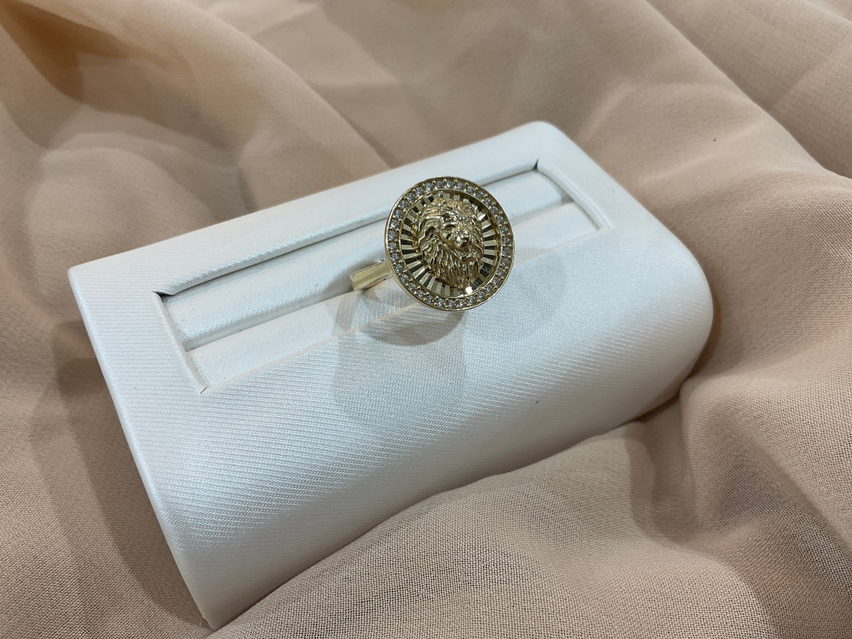 10k Gold Lion Roundw/CZ #8