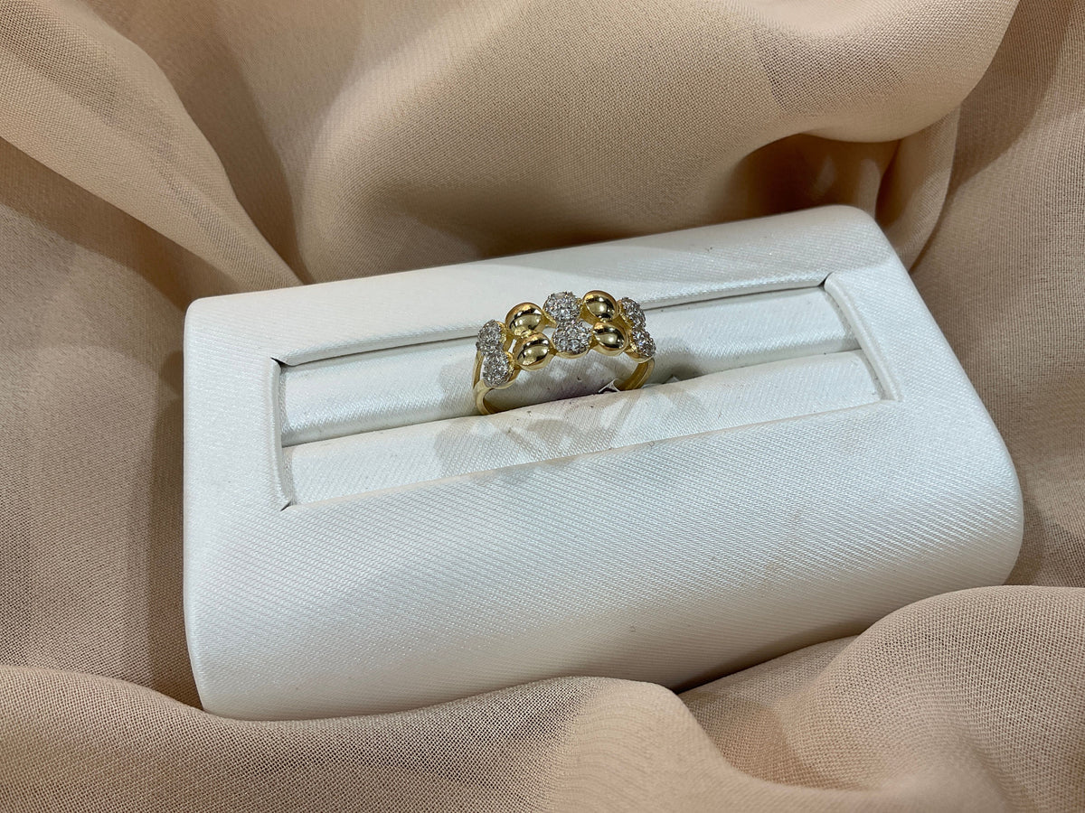 14k Gold BUBBLE w/CZ Ring