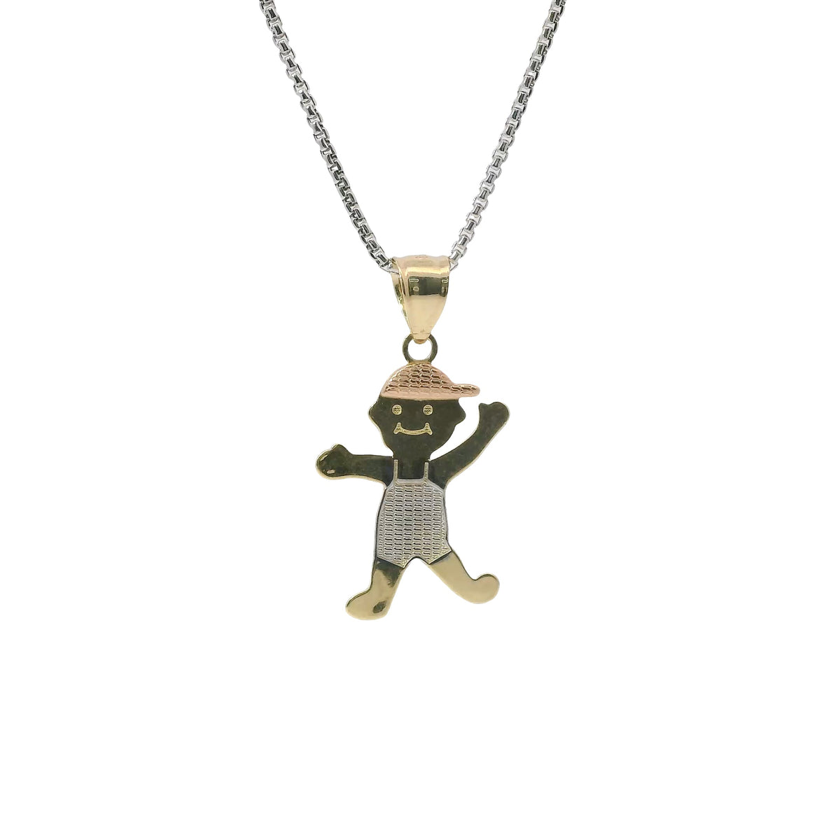 14KT Gold Charm Jumbo Tri Tone Boy with Plain Bell