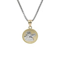 14KT Gold Charm Mini Two Tone Cupid Coin with Plain Bell