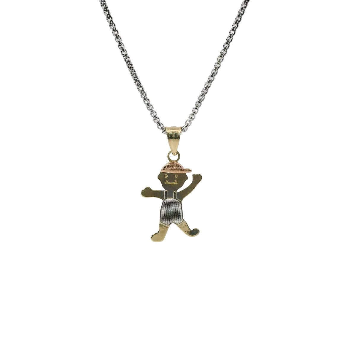 14KT Gold Charm Mini Tri Tone Boy with Plain Bell