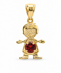 14KT Gold Charm Boy with Orange CZ Stone Belly and Plain Bell