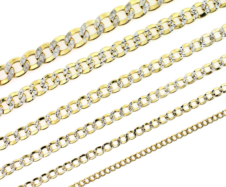 14KT Gold Bracelet Solid Curb Pave 5mm