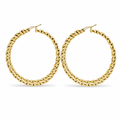 14KT Gold Earrings Hoops Round Twisted Hollow Tube with Saddleback Hinge Closure Length 4.5mm