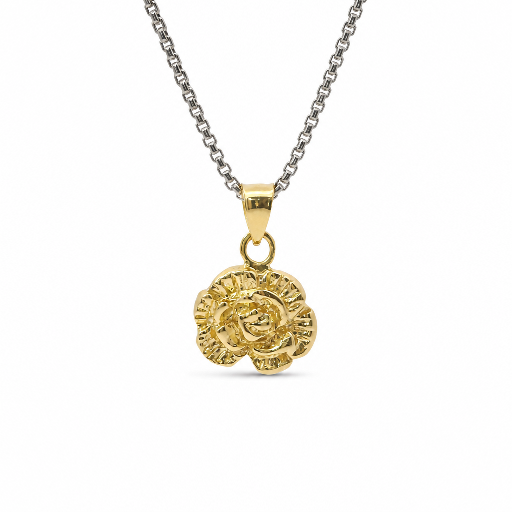 14KT Gold Charm Mini Rose with Plain Bell