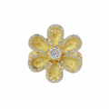 14KT Gold Ring Women's Hollow Six Petal Daisy Petals with White CZ Stone Center and Border