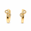 14KT Gold Earring Small White CZ Stones Infinity Loop Huggie