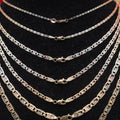 14KT Gold Chain Solid Tri Tone Square Valentino with Diamond Cut Edge and Lobster Clasp 1.5mm