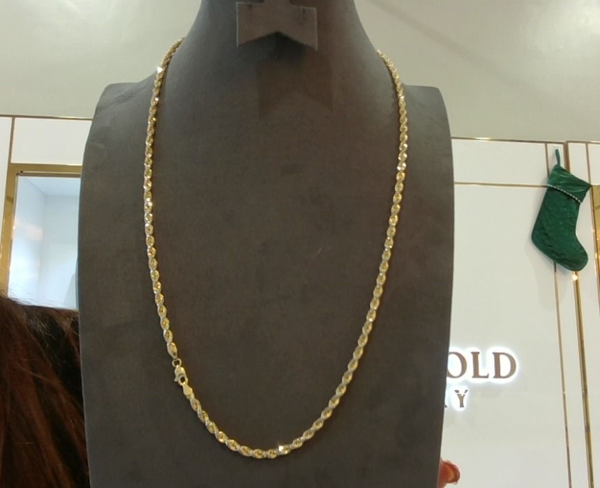 10KT Gold Two Tone Rope Chain 24"
