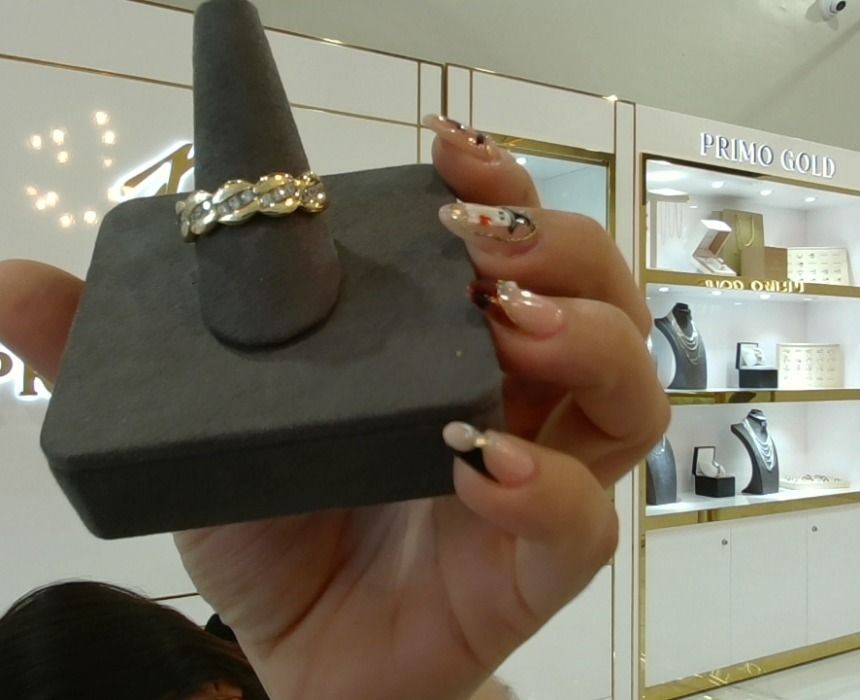 14k Gold Curb w/Diamonds Ring #12.5