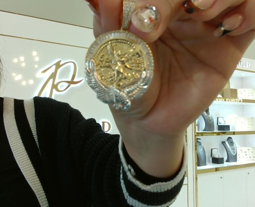 14k Gold Mexican Coin w/CZ Dia Pendant