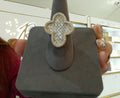 14KT Gold CZ Diamonds Cross Ring #9.5