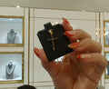 14KT YG .60cctw Gen Saph Cross Pendant