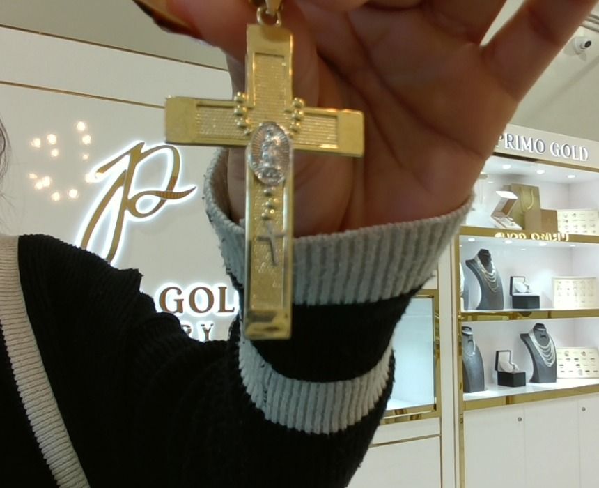 14KT Gold 2Toned Virgin M. Cross Pendant