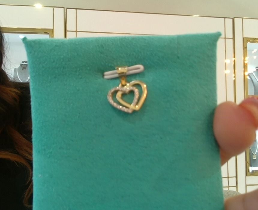 14KT Gold Two Heart w/CZ Dia Pendant