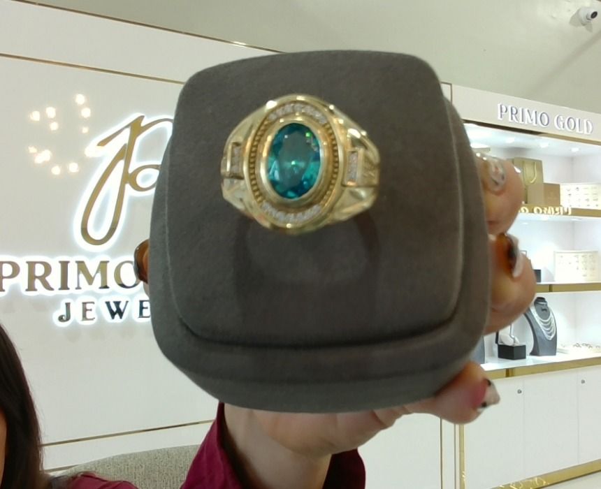 10KT Gold CZ Blue Topaz w/Dia Ring #12